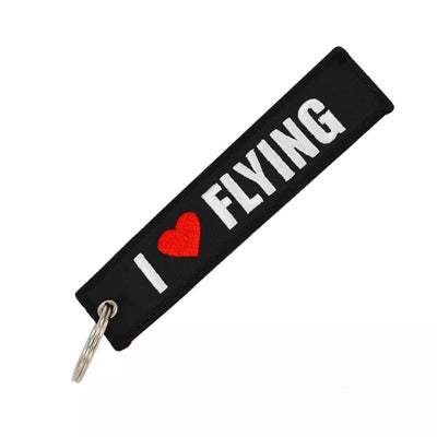 I Heart Flying Embroidered Keychain