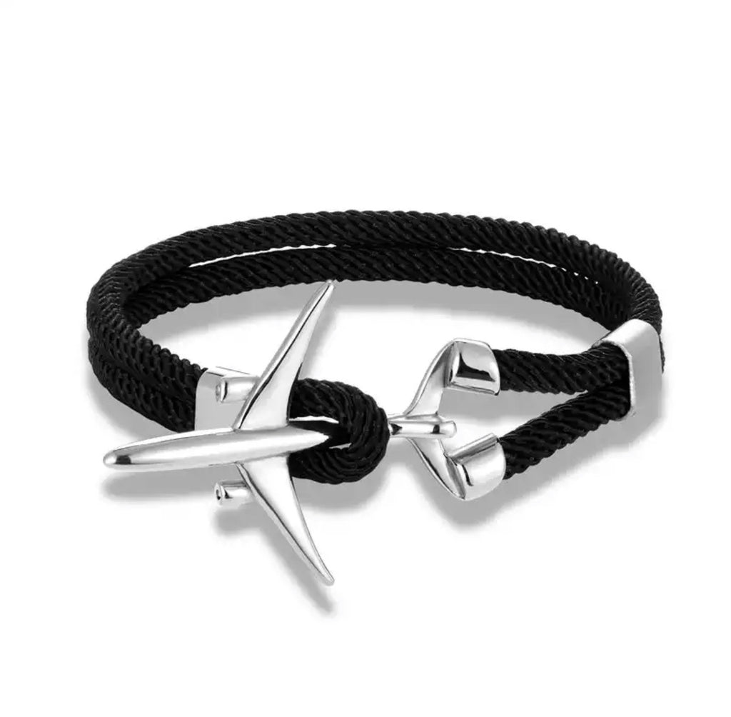 Amazon.com: LSTGJ Men Women Airplane Anchor Bracelets Rope Chain Parard  Aviation Life Jewelry (Length : 19cm, Metal lor : Black Gun Plated) :  Clothing, Shoes & Jewelry